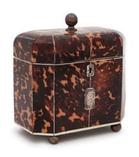 A Regency Tortoise Shell Veneered and Silver-Lined Tea Caddy