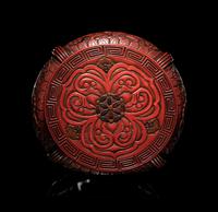 A Pair of Japanese Carved Cinnabar Lacquer Stands