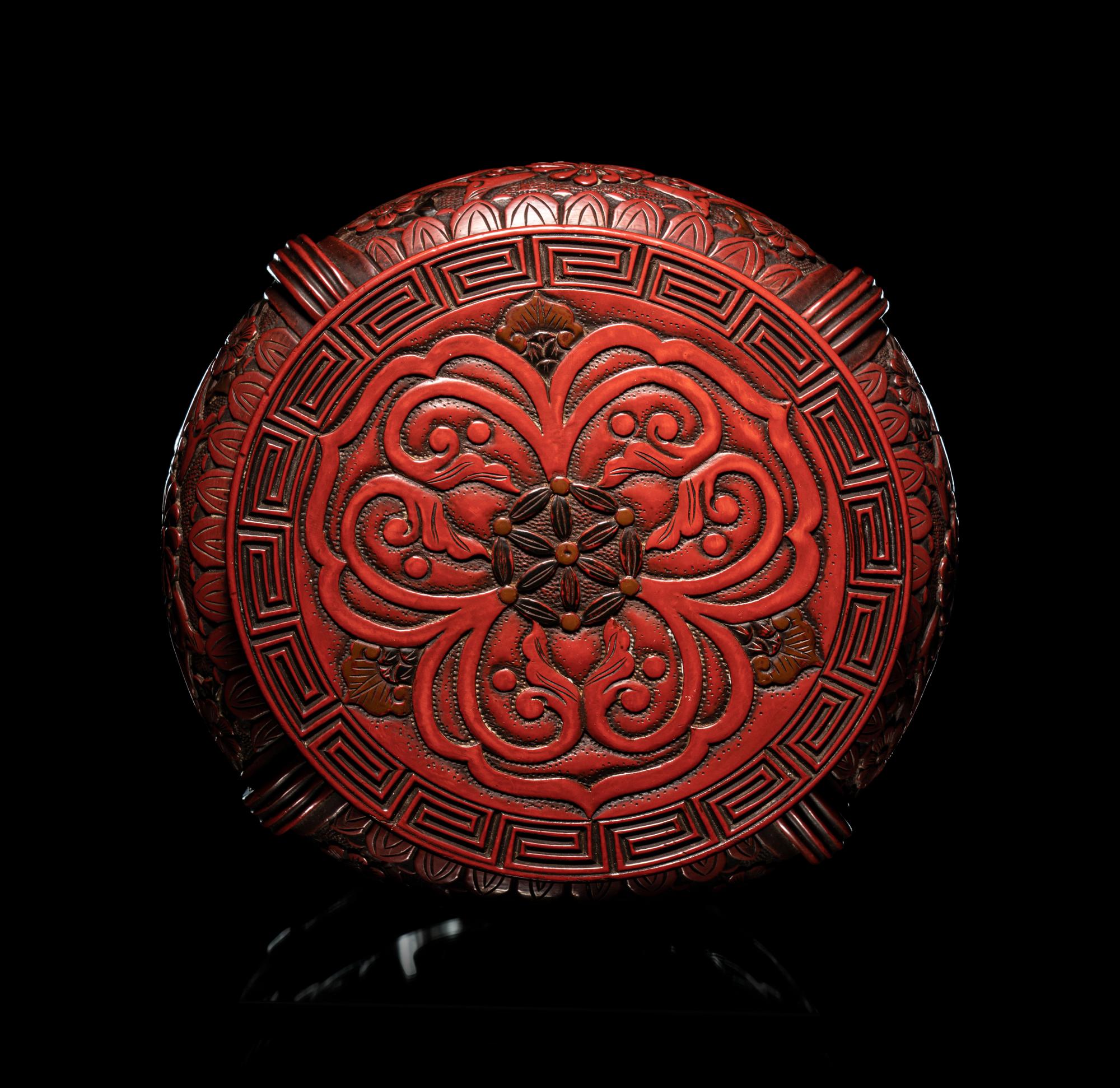 A Pair of Japanese Carved Cinnabar Lacquer Stands