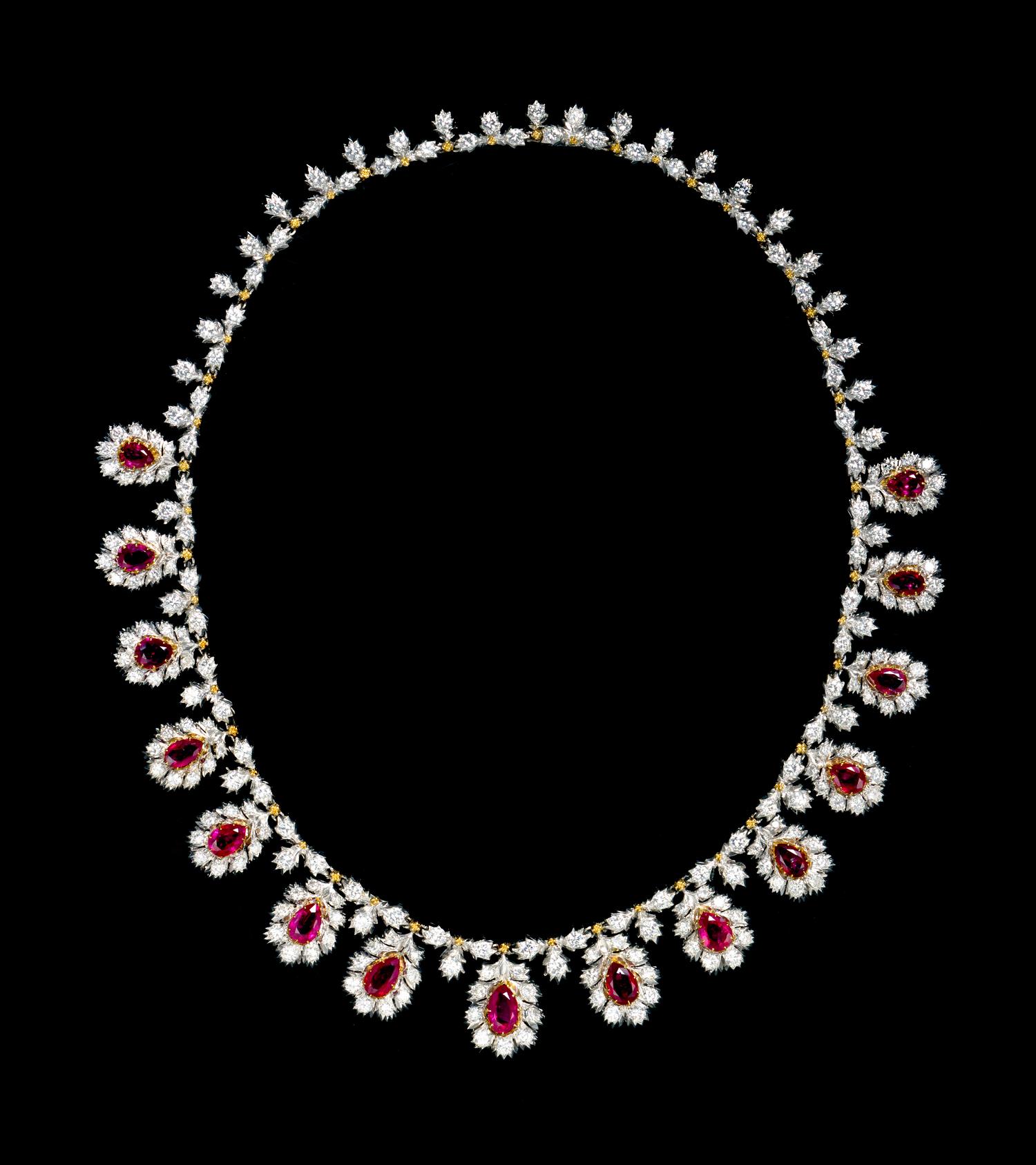 An 18 Karat Gold, Ruby and Diamond Necklace, Buccellati, 30.70 dwts.