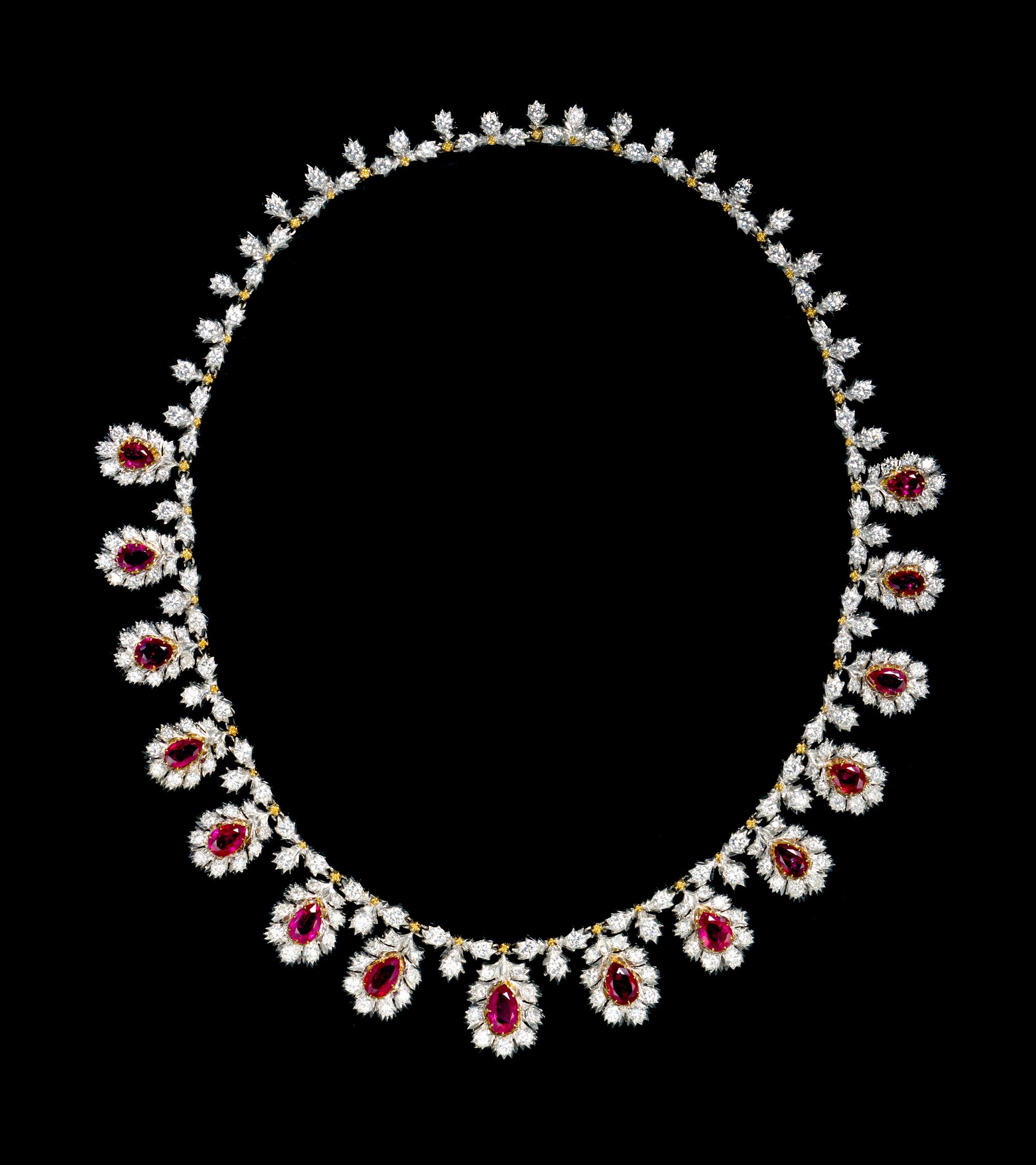 An 18 Karat Gold, Ruby and Diamond Necklace, Buccellati, 30.70 dwts.