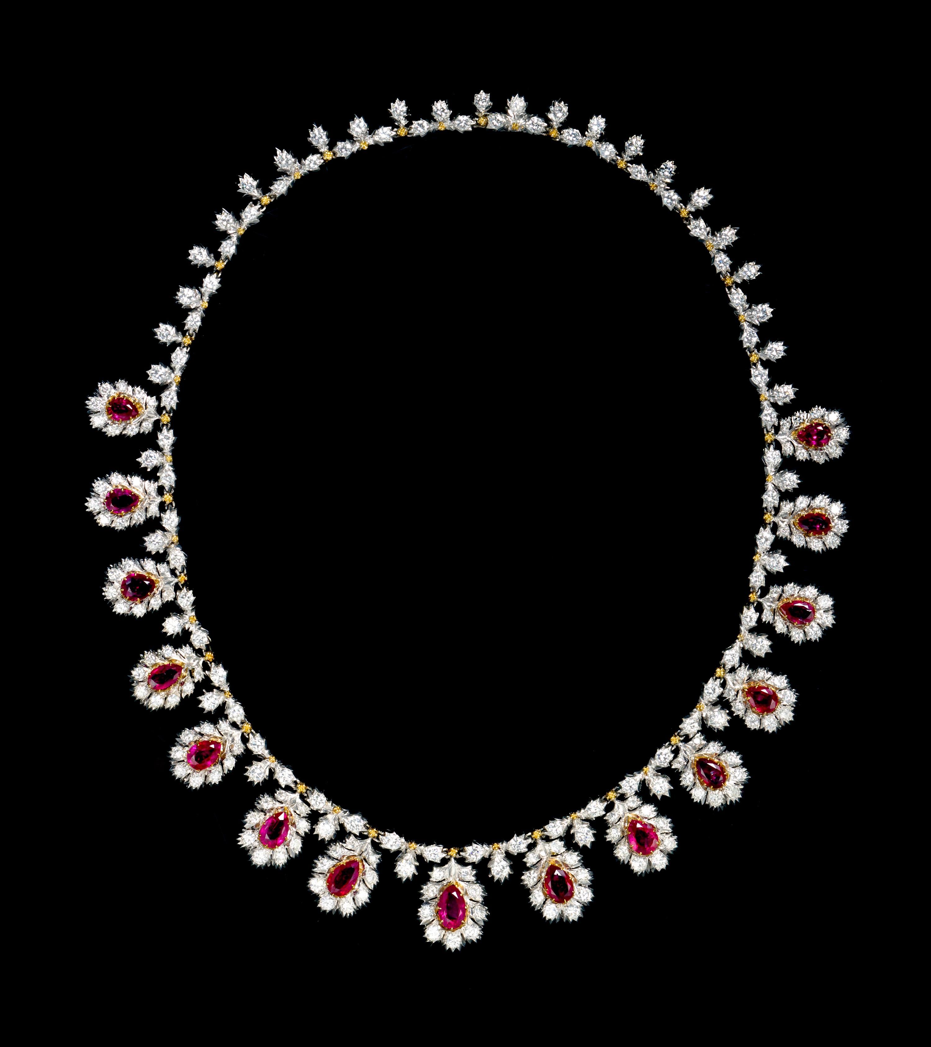 An 18 Karat Gold, Ruby and Diamond Necklace, Buccellati, 30.70 dwts.