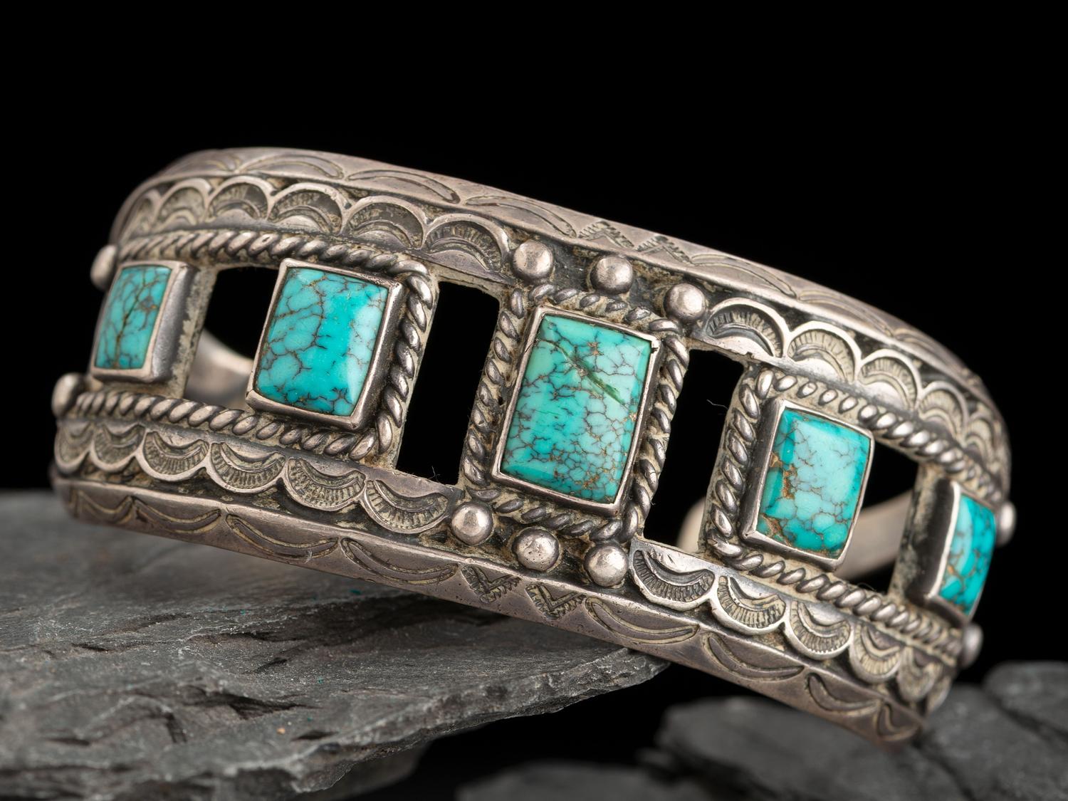 Silver and Lone Mountain Turquoise Cuff Bracelet