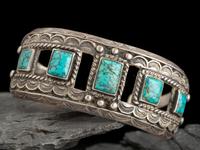 Silver and Lone Mountain Turquoise Cuff Bracelet