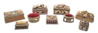 Nine Folk Art Shell Boxes, LATE 19TH CENTURY, Width of widest 7 1/2 inches. — LATE 19TH CENTURY,
