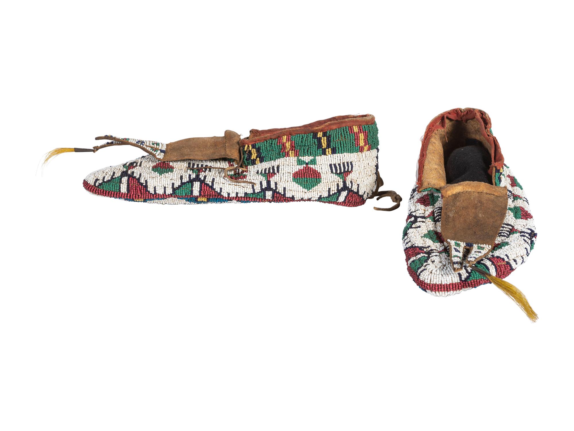 Sioux Fully Beaded Hide Moccasins