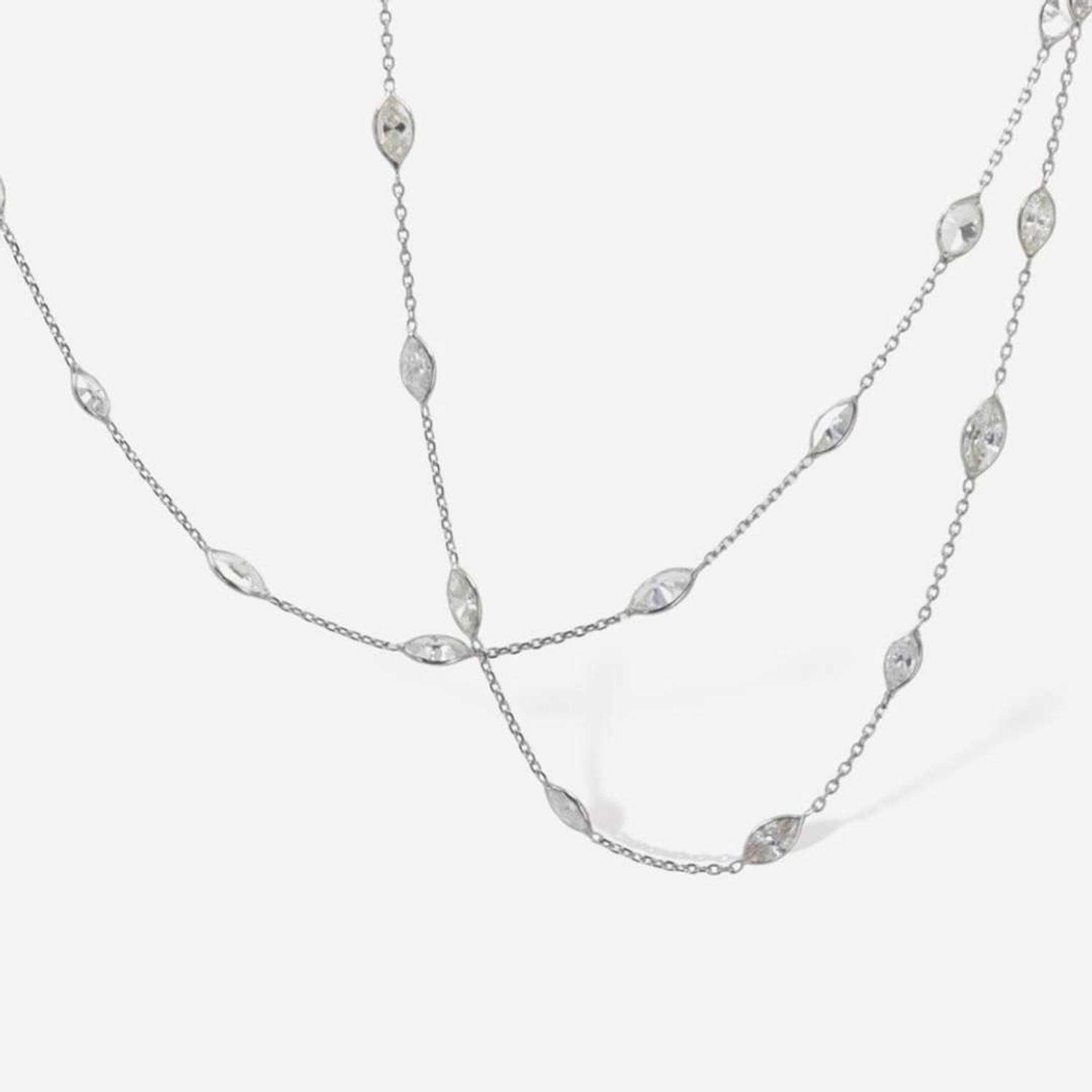 A 14K White Gold and Diamond Necklace
