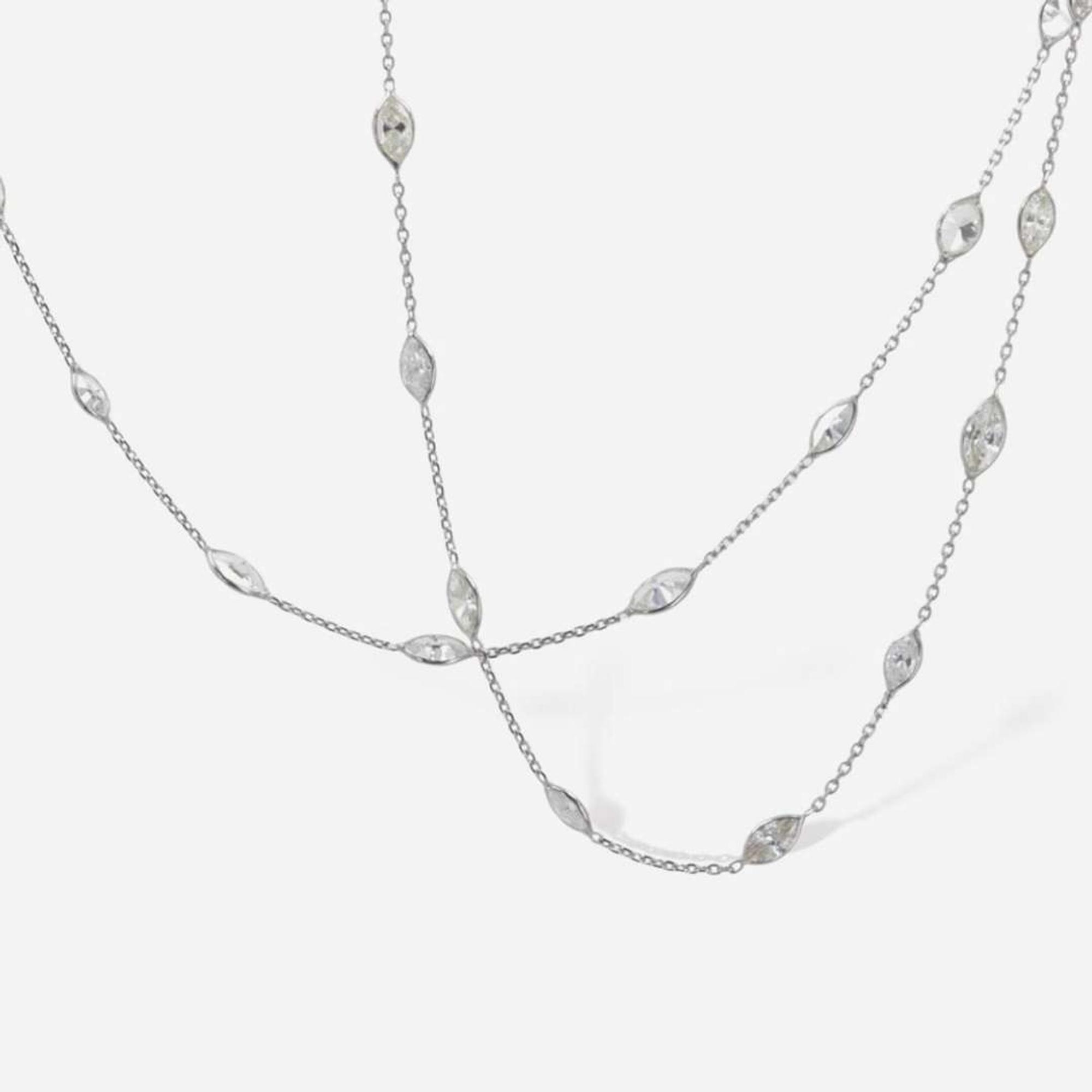 A 14K White Gold and Diamond Necklace
