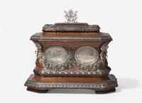 An English Engraved Silver-Mounted Presentation Tea Caddy