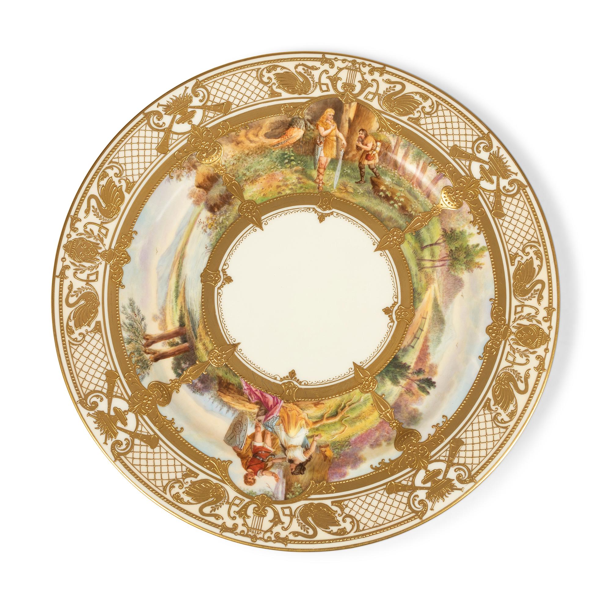 Eleven Dresden Ambrosius Lamm Porcelain Opera Cabinet Plates