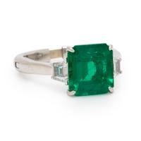 Colombian Emerald, Diamond, and Platinum Ring