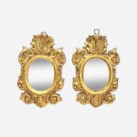 A Pair of Italian Baroque Carved Giltwood Mirrors 17th century