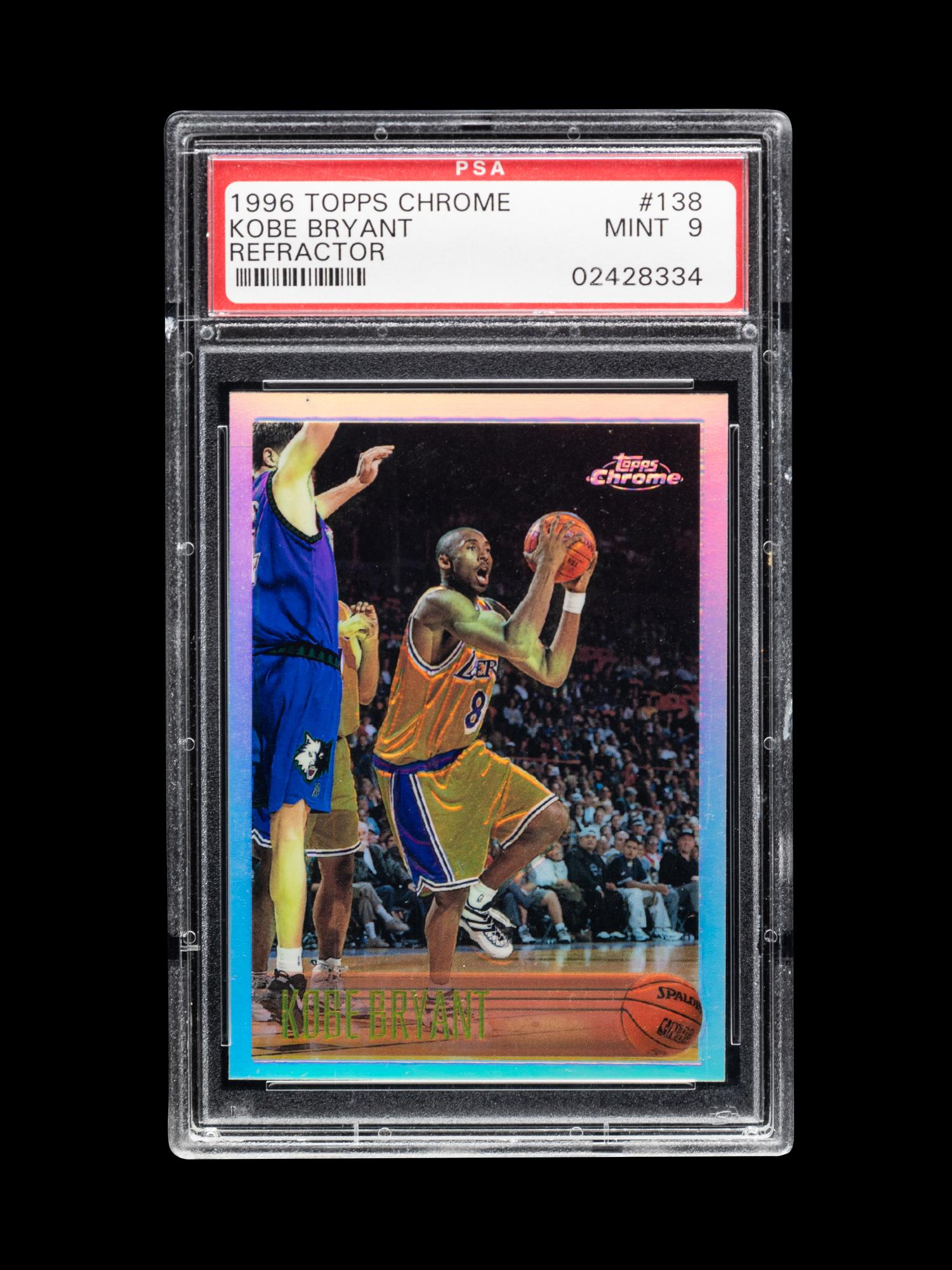 A 1996-97 Topps Chrome Refractor Kobe Bryant Rookie Basketball Card No. 138 (PSA 9 MINT)
