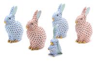 Two Pairs of Herend Fishnet Rabbits Height 5 1/2 inches. — 20TH CENTURY