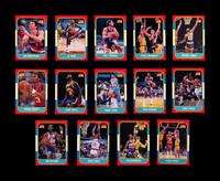 A Group of 54 1986 Fleer Basketball Cards, Including a Patrick Ewing Rookie No. 32, and Two Stickers