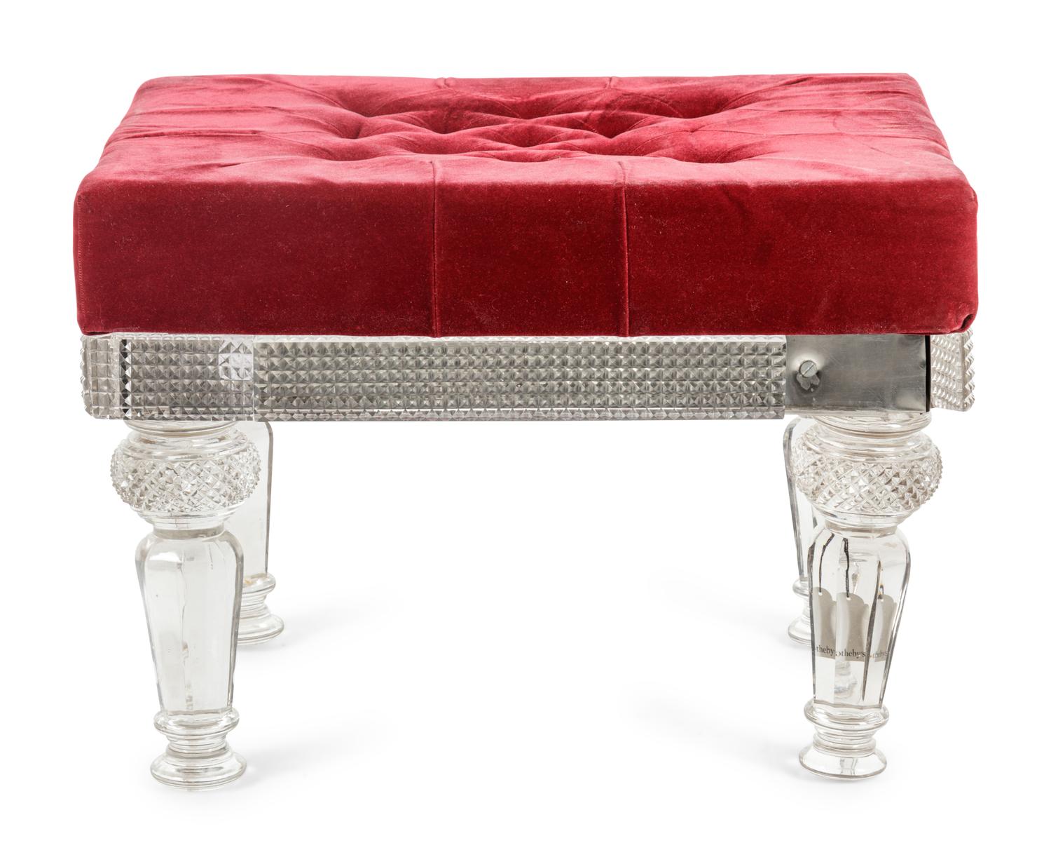 A Cut Glass and Silvered Metal Stool in the Manner of F. and C. Osler