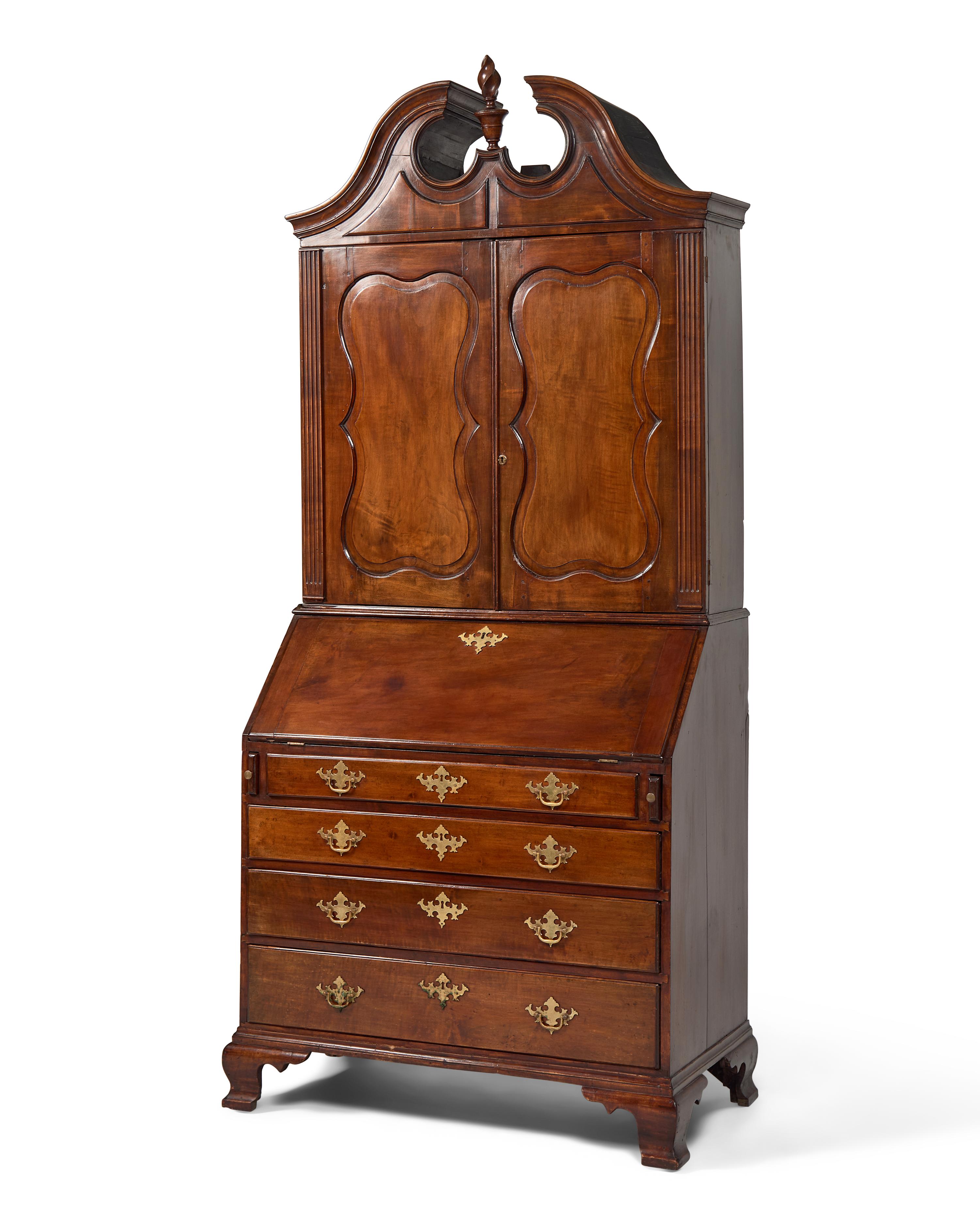 A Chippendale Mahogany Secretary Bookcase