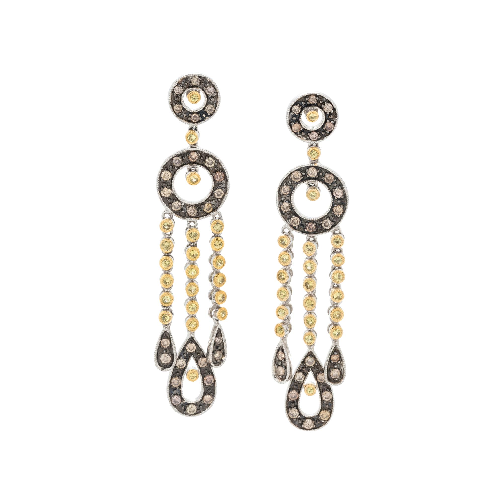 COLORED DIAMOND AND YELLOW SAPPHIRE EARRINGS