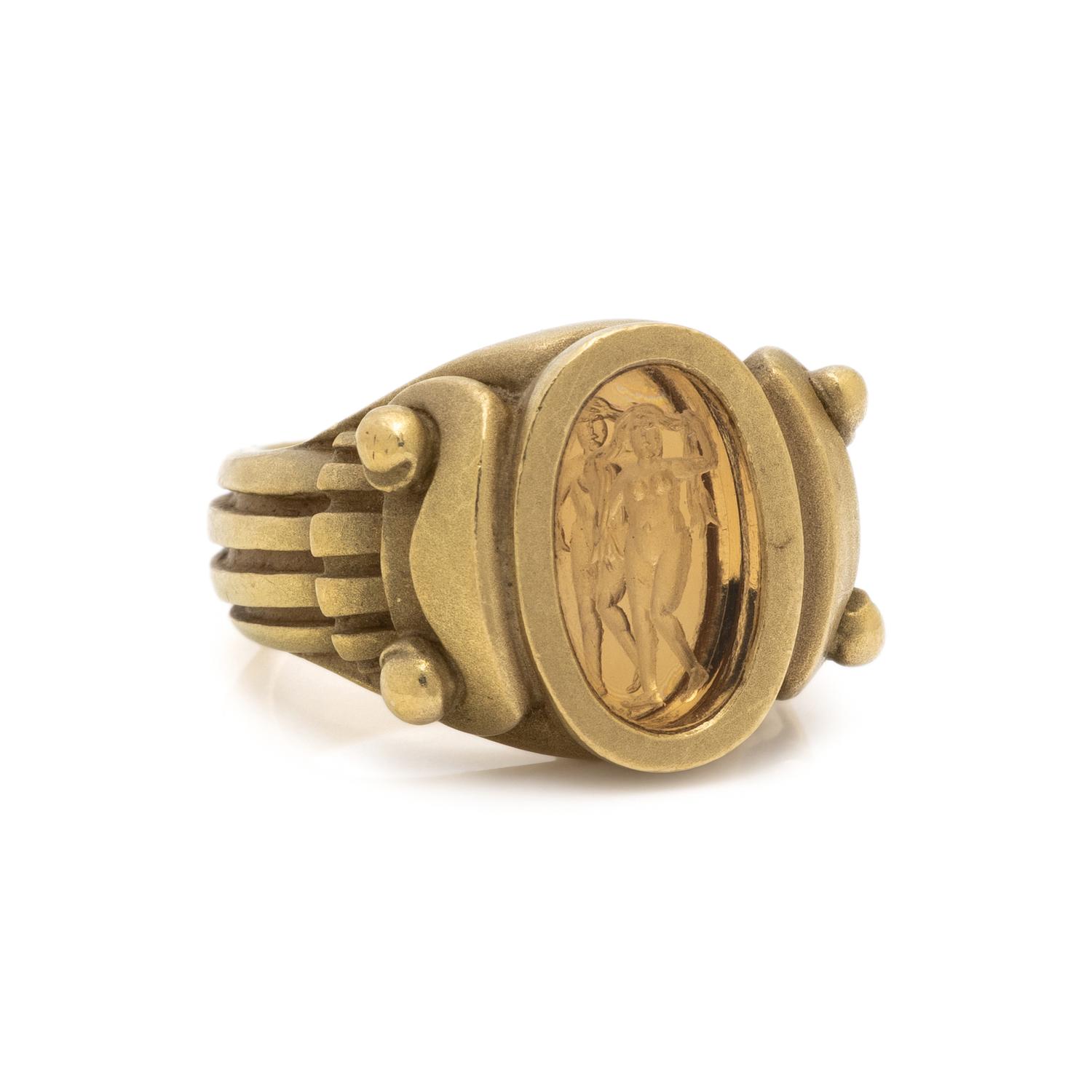 KIESELSTEIN-CORD, YELLOW GOLD INTAGLIO RING