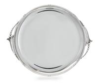 An American Silver Serving Tray, Woodside Sterling Co., New York, NY, Early 20th Century, of circular form with blossom form handles.