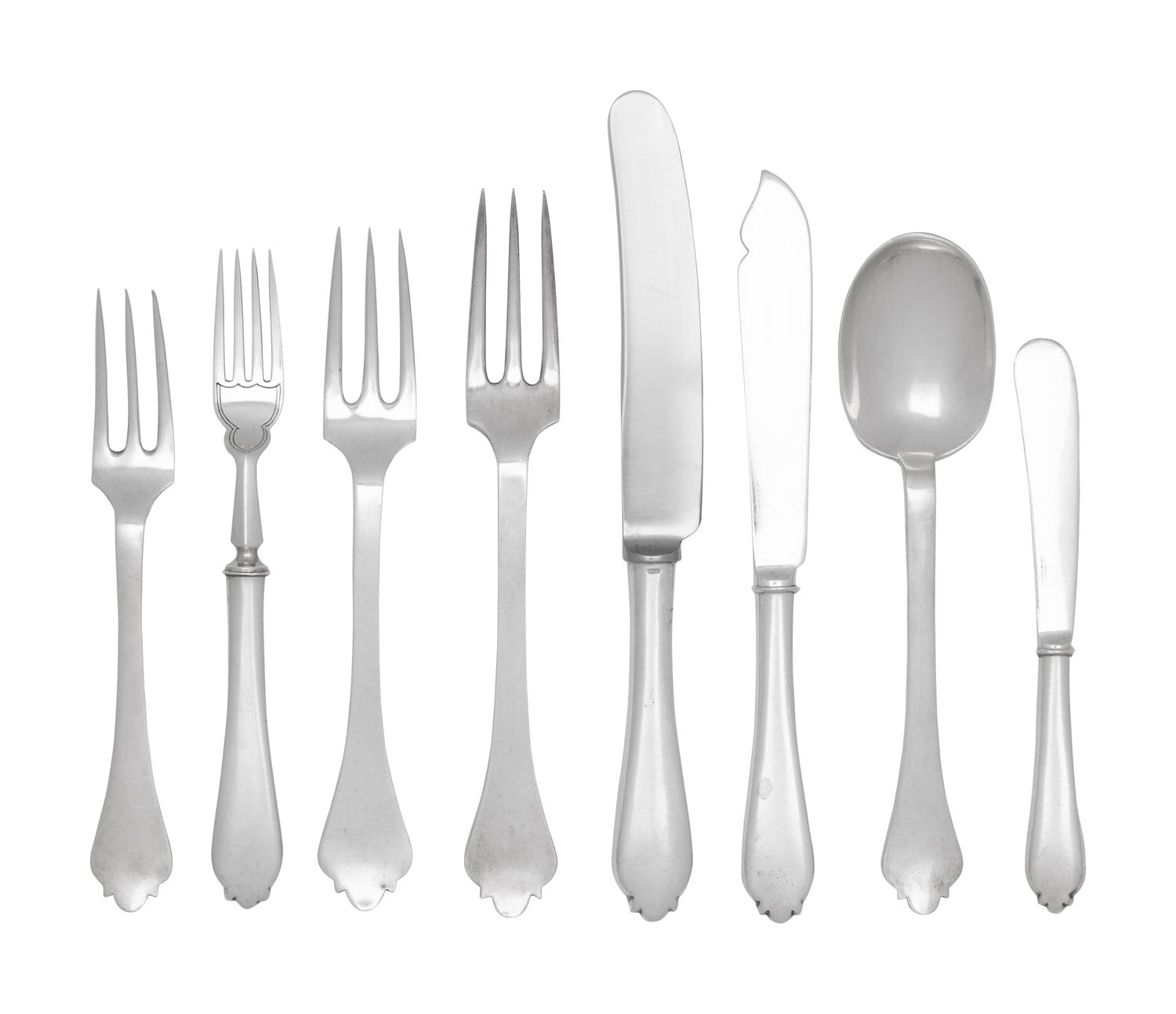 An English Silver Flatware Service