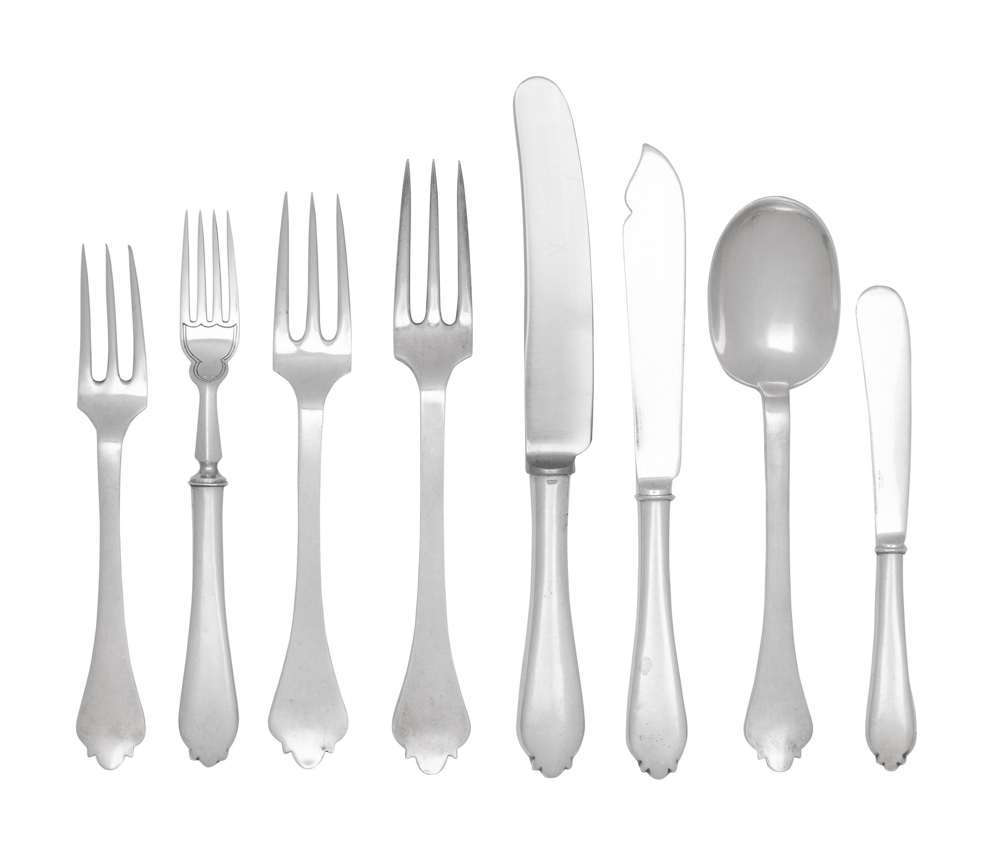 An English Silver Flatware Service