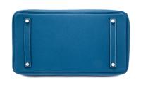 An Hermes Bleu Galice Togo 35cm Birkin Handbag, 14" x 10" x 7".