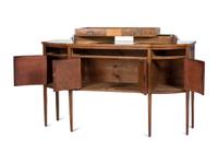 A Federal Figured Walnut and Birch Tambour and Bow-Front Sideboard