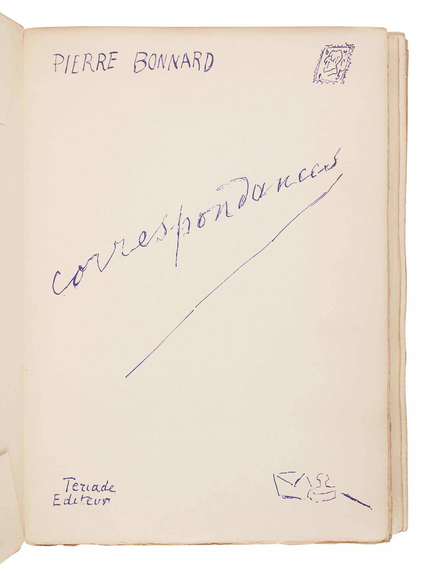 BONNARD, Pierre (1867-1947). Corespondences. Paris: Éditions de la Revue Verve, 1944.