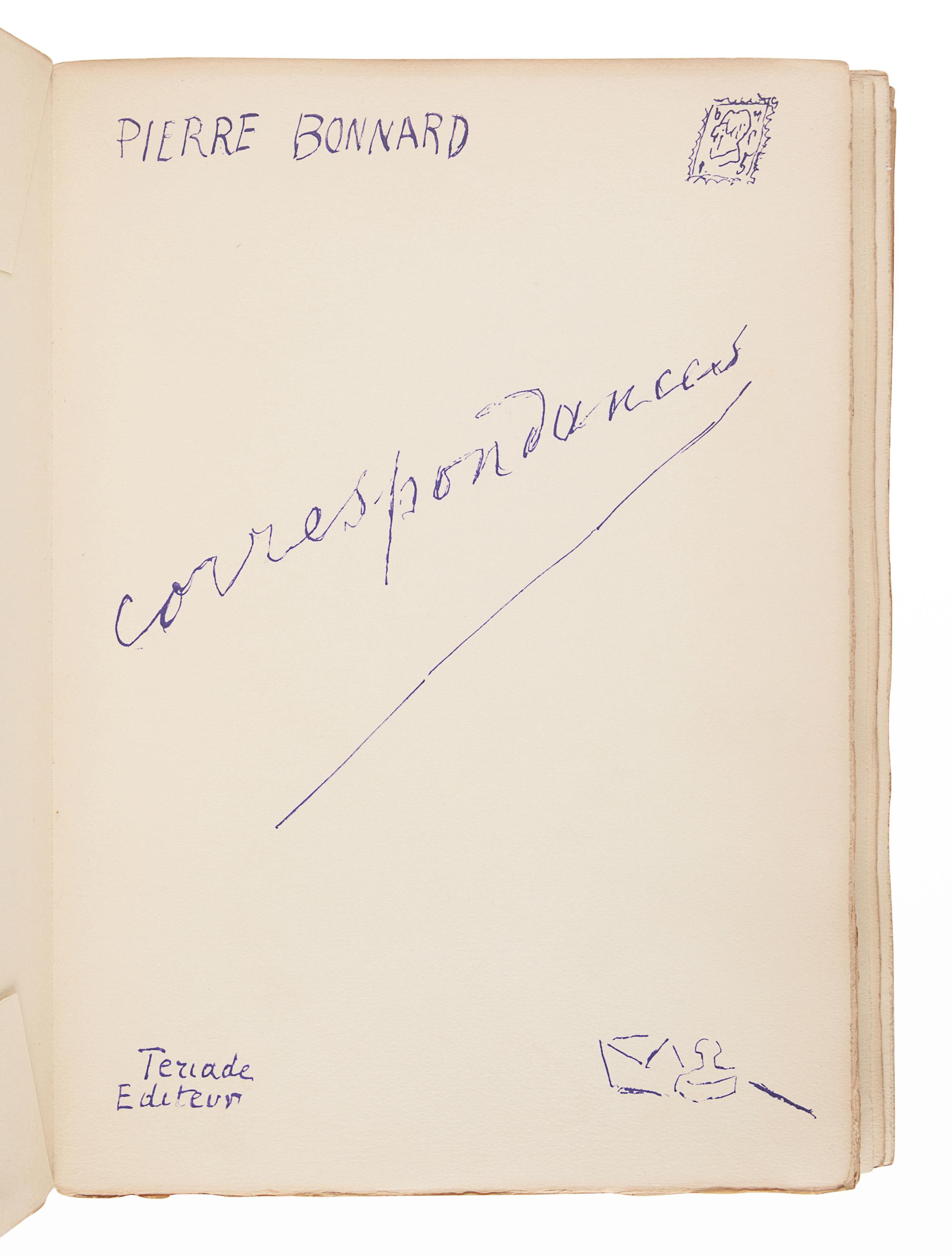 BONNARD, Pierre (1867-1947). Corespondences. Paris: Éditions de la Revue Verve, 1944.