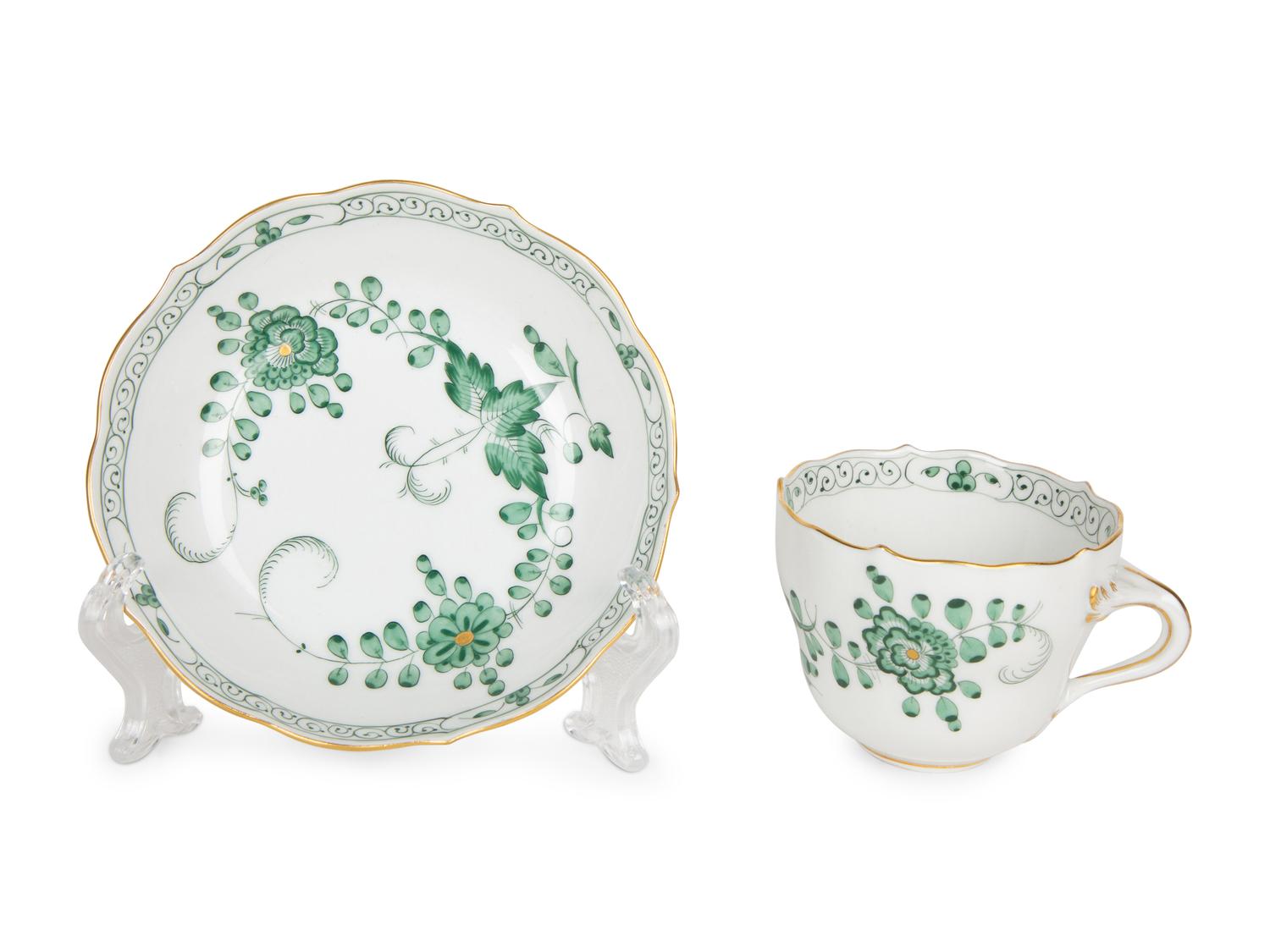 Eleven Meissen Porcelain Teacups and Saucers — PRIMARILY 20TH CENTURY
