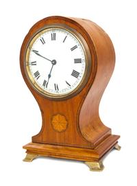 An English Inlaid Satinwood Balloon Clock Height 7 3/4 inches. — 19TH CENTURY