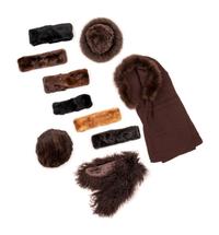 Collection of Twelve Fur Pieces; Six Fur Headbands, Two Hats, Two Scarves, and Two Colored Fur Articles, 1980-2010s