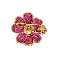RUBY AND DIAMOND FLOWER BROOCH