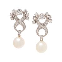 DIAMOND AND CULTURED PEARL EARRINGS