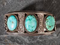 Navajo Silver and Turquoise Cuff Bracelet