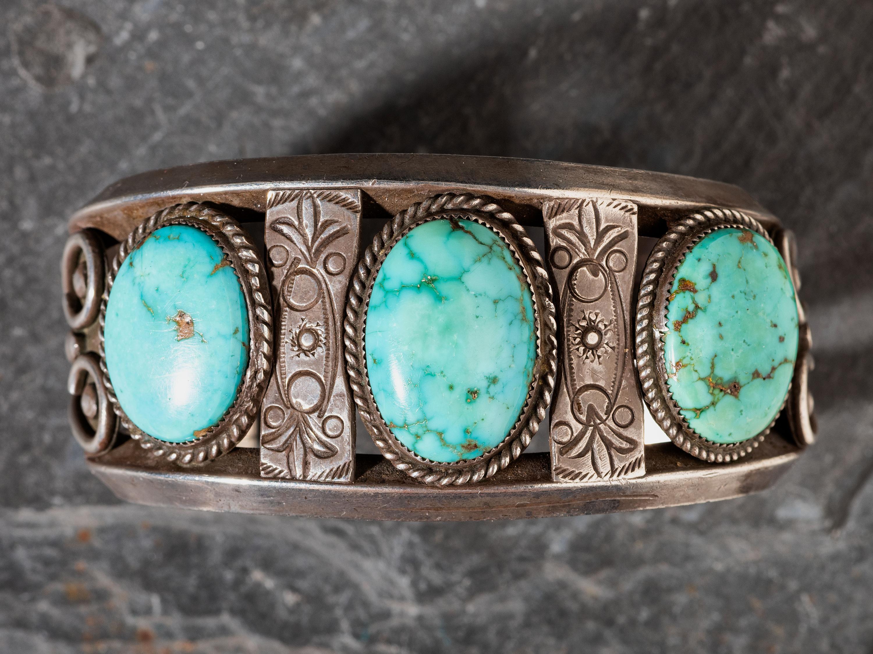 Navajo Silver and Turquoise Cuff Bracelet
