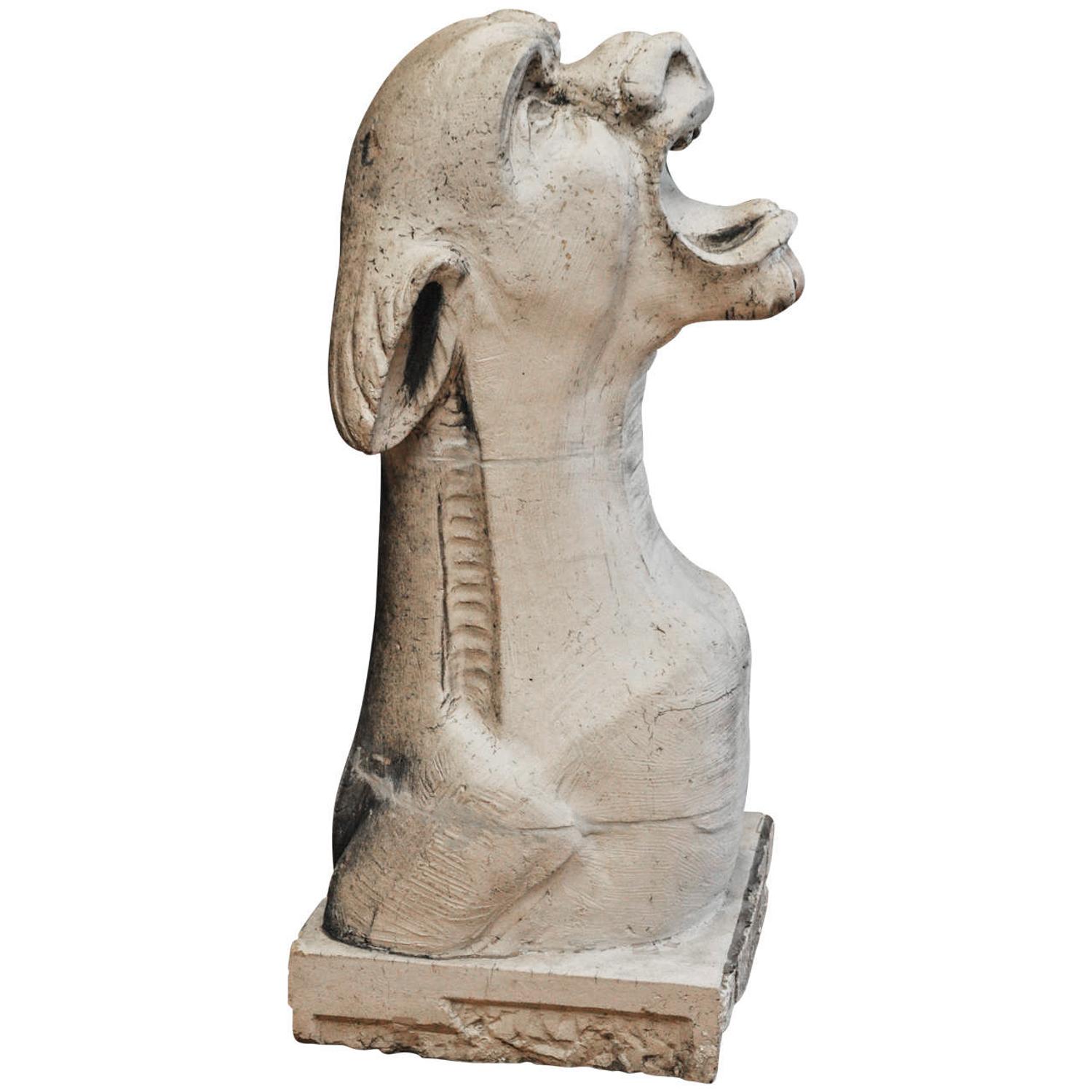 A Set of Two American Terra Cotta Gargoyles 18" W x 17" D x 40" H and 17" W x 13.5" D x 22.5" H — United States, Circa 1920