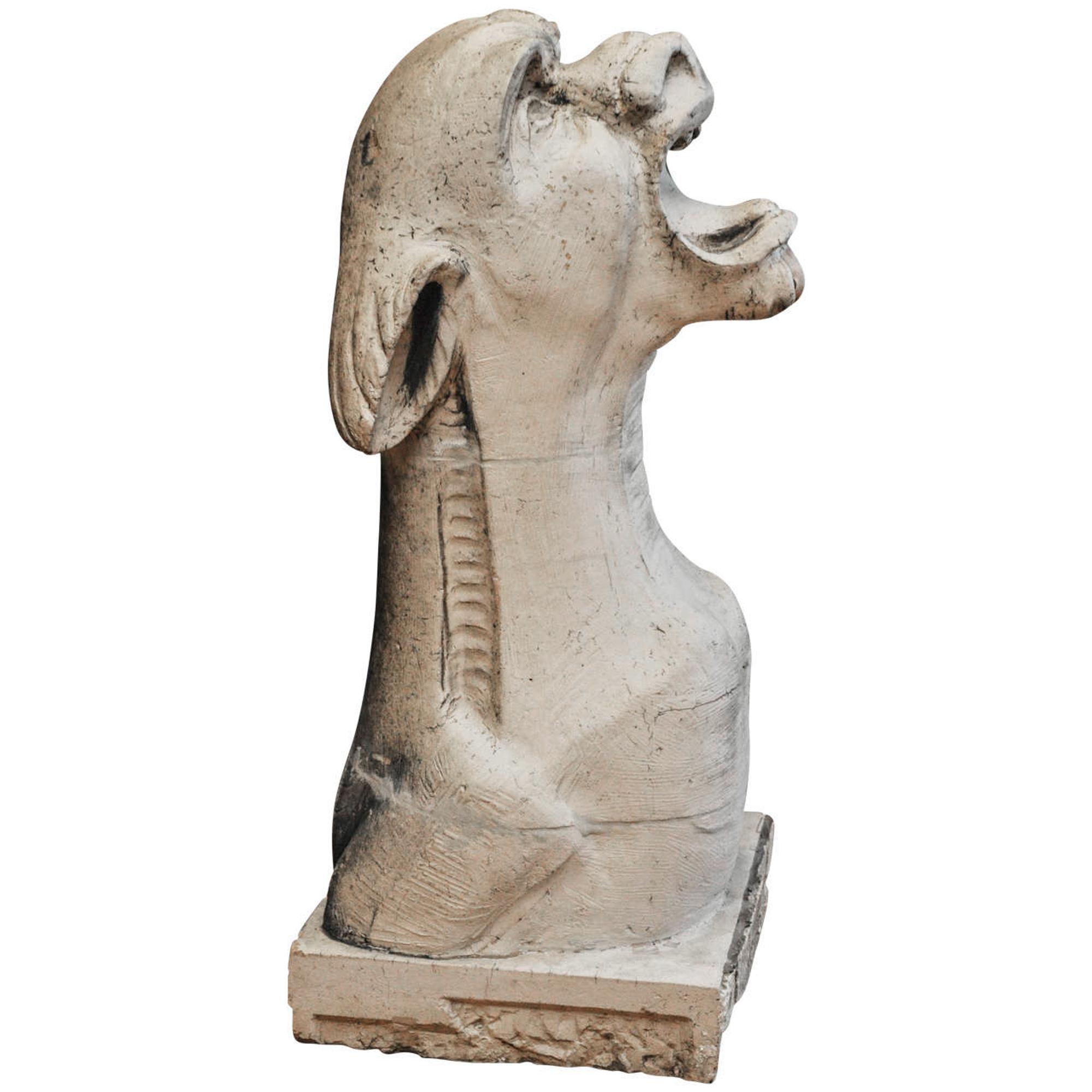 A Set of Two American Terra Cotta Gargoyles 18" W x 17" D x 40" H and 17" W x 13.5" D x 22.5" H — United States, Circa 1920
