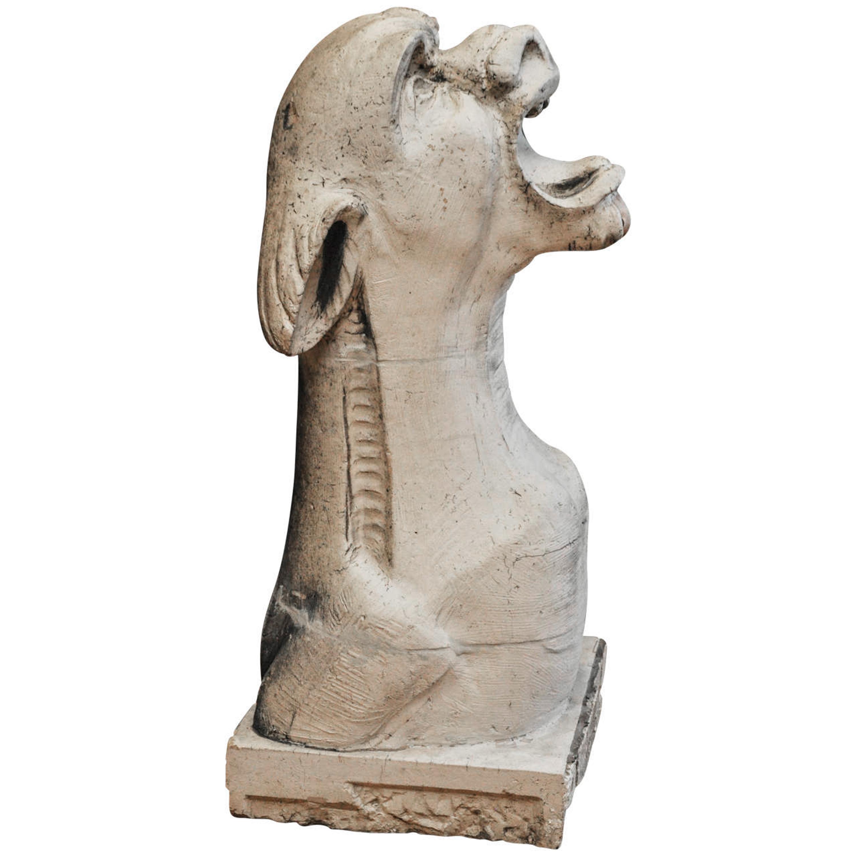 A Set of Two American Terra Cotta Gargoyles 18" W x 17" D x 40" H and 17" W x 13.5" D x 22.5" H — United States, Circa 1920