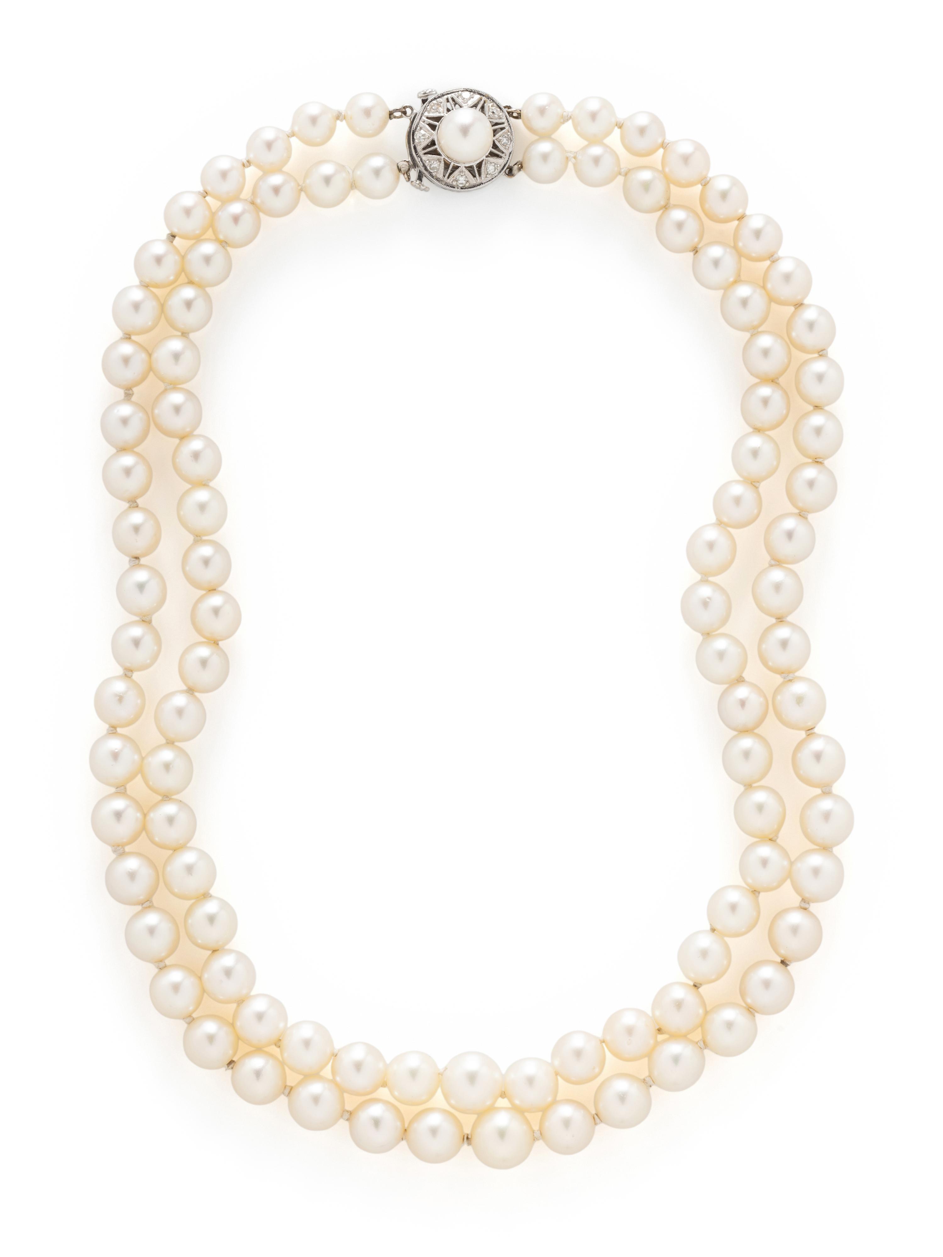 DOUBLE STRAND CULTURED PEARL NECKLACE