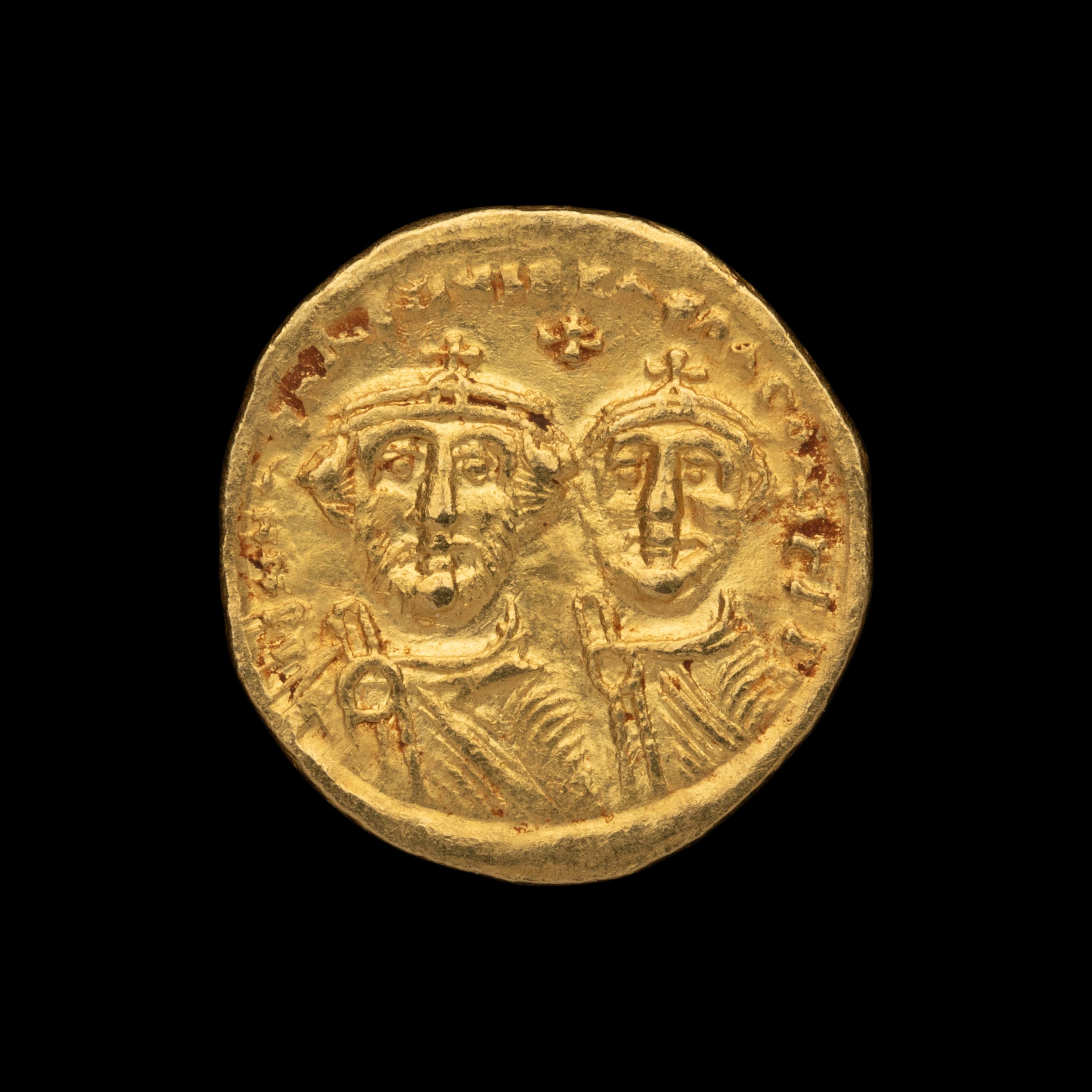 [ANCIENTS] BYZANTINE EMPIRE. Heraclius (c.625-629 AD). Av Solidus (4.5g, 20mm); the obverse showing Heraclius and his son Heraclius Constantine.