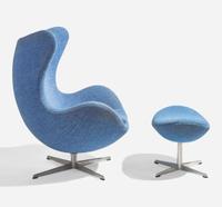 Arne Jacobsen (Danish, 1902-1971) "Egg" Chair and Ottoman, Fritz Hansen, Denmark, designed 1958, the present lot circa early 1960s