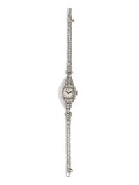 HAMILTON, PLATINUM AND DIAMOND WATCH