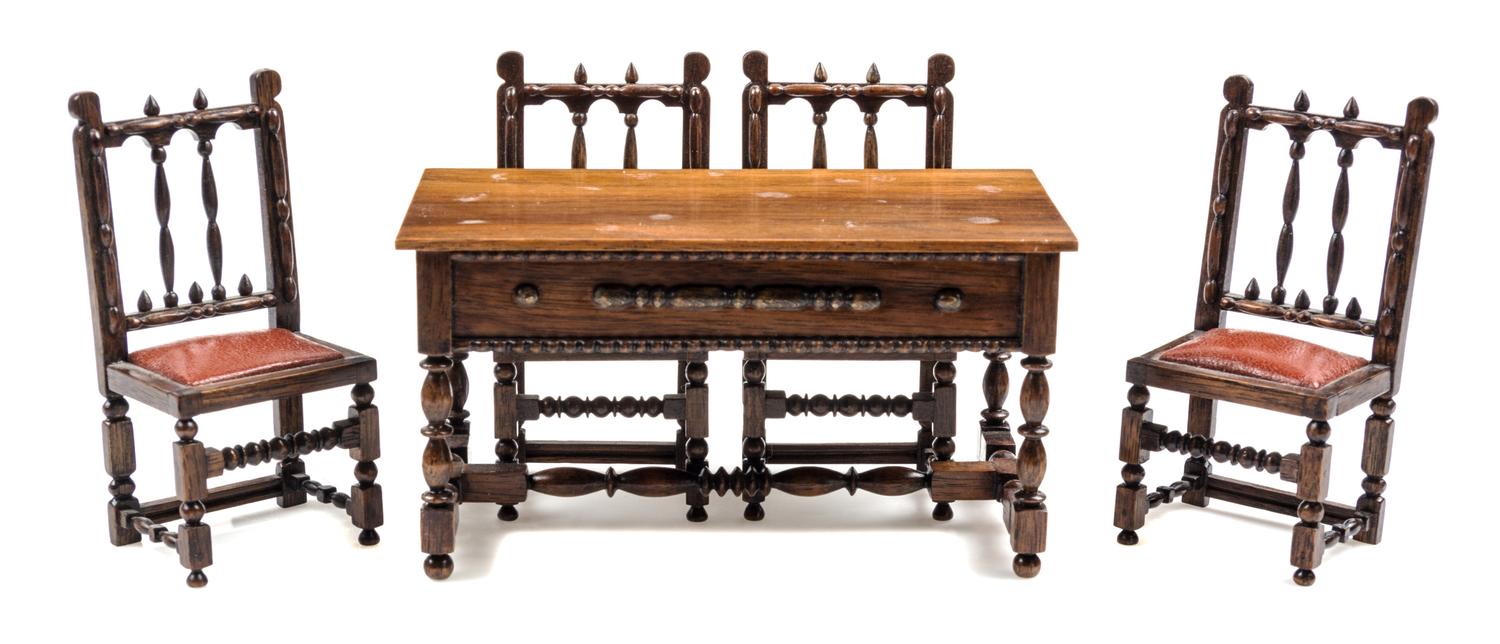A Collection of Five Furniture Articles Height of first 2 1/2 x width 4 3/4 x depth 2 1/2 inches. — Elena Lamb