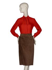 Christian Dior, Haute Couture Blouse and Suede Skirt, F/W 1975