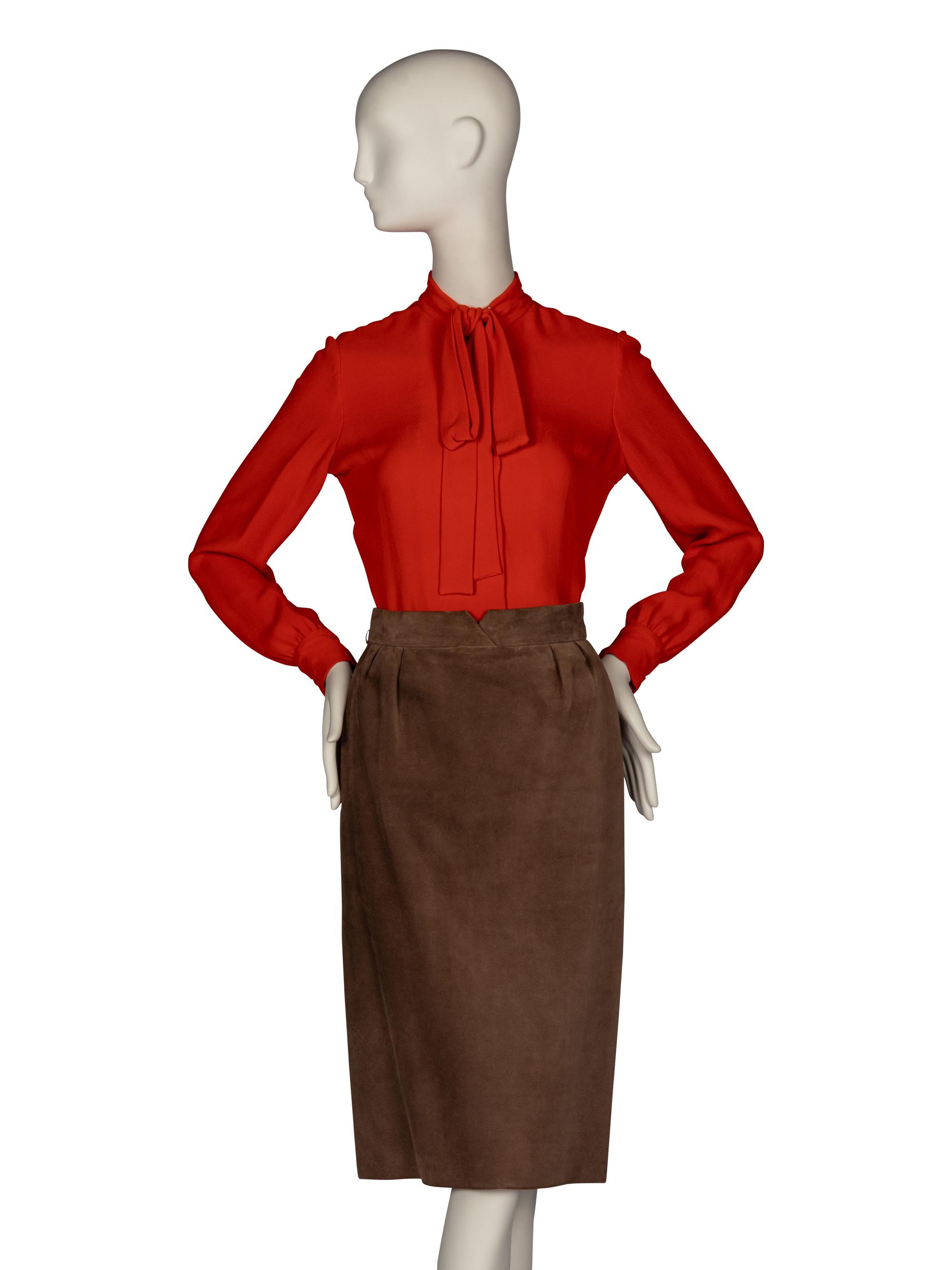 Christian Dior, Haute Couture Blouse and Suede Skirt, F/W 1975