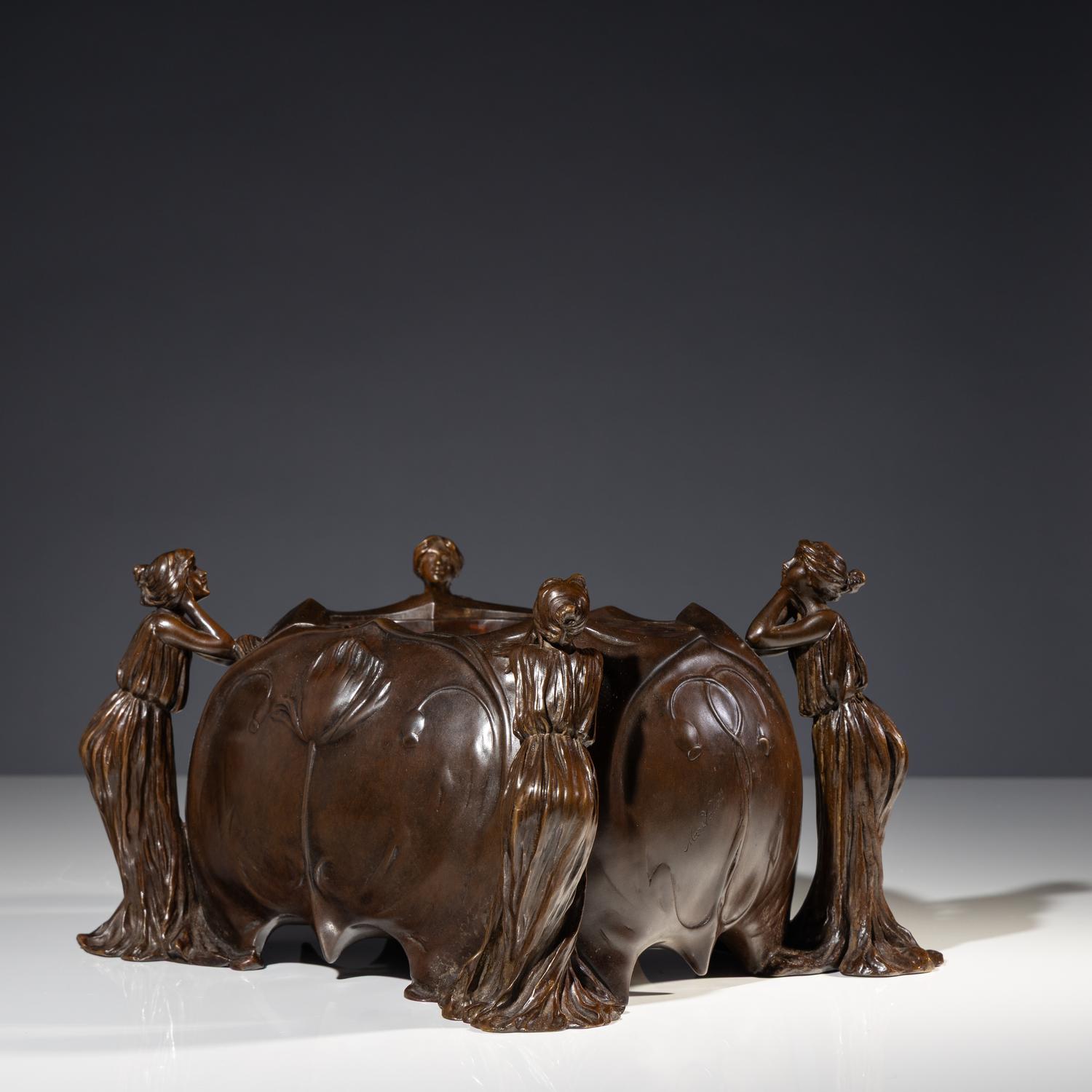 An Art Nouveau Figural Footed Jardinière