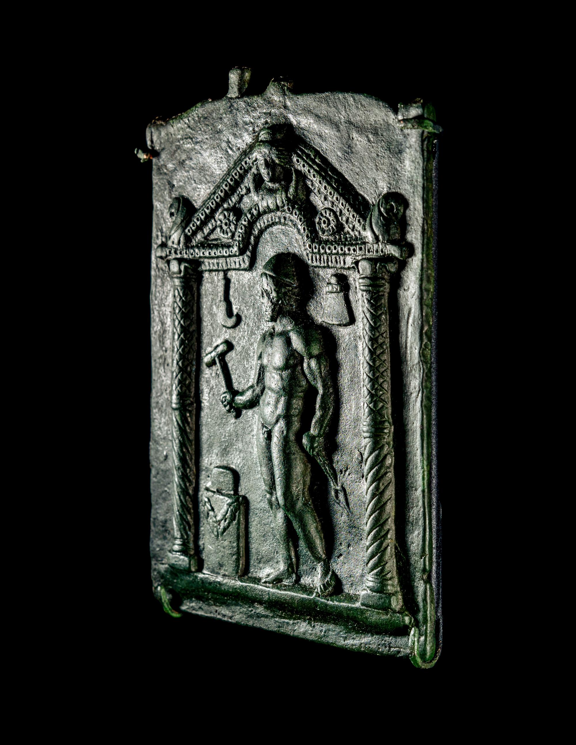A Roman Bronze Votive Plaque of Vulcan