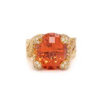 HENRY DUNAY, SPESSARTINE GARNET AND DIAMOND RING
